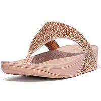Fitflop Lulu Glitter Toe Post Embellish Thong Sandal Rose Gold Womens Size 3 - 8