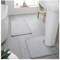 Catherine Lansfield Anti-Bacterial Memory Foam Bath And Pedestal Mat Set