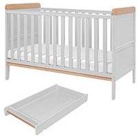 Tutti Bambini Rio Cot Bed With Cot Top Changer & Mattress - Dove Grey/Oak