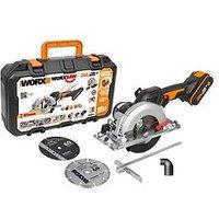 Worx 20V Powershare 46Mm Cordless Brushless Compact Worxsaw With X1 2.0Ah Battery & Charger