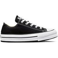 Converse Junior Girls Eva Lift Canvas Platform Ox Trainers - Black - Black/White