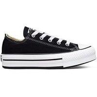 Converse Kids Girls Eva Lift Canvas Platform Ox Trainers - Black/White