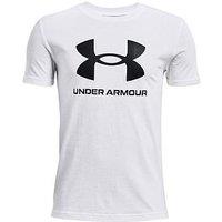 Under Armour Boys Sportstyle Large Logo T-Shirt - White/Black