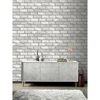 Arthouse Metallic Brick White Wallpaper