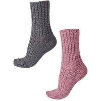 Pretty Polly 2 Pack Chunky Knit Lounge Socks - Nightshade/Sugarplum