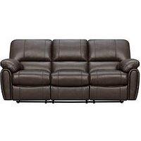 Leighton Leather High Back 3 Seater Recliner Sofa - Brown