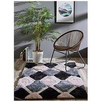 Origins 3D Geo Shaggy Grey Rug