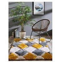 Origins 3D Geo Shaggy Ochre Rug