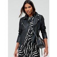 Everyday Faux Leather Biker Jacket - Black