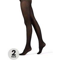 Pretty Polly 2 Pack 40 Denier Opaque Tights - Black