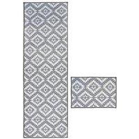 Aztec Grey Diamond Runner & Doormat Set