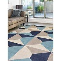 Everyday Creation Blue Carved Geo Rug