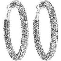 Mood Silver Diamante Tube Hoop Earring