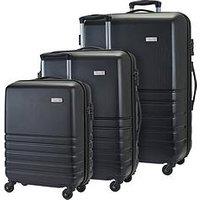 Rock Luggage Byron 3 Piece Set Hardshell 4 Wheel Spinner - Black