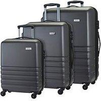 Rock Luggage Byron 3 Piece Set Hardshell 4 Wheel Spinner - Charcoal