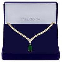 Jon Richard Cubic Zirconia Emerald Green Pear Drop Collar Necklace