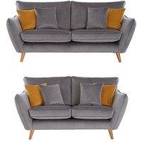 Very Home Perth Fabric 3 Seater + 2 Seater Sofa Set - Grey (Buy And Save!)