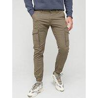 Jack & Jones Tapered Slim Fit Cuffed Cargo Pants - Dark Green