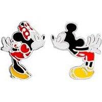 Disney Mickey And Minnie Mouse Mismatched Sterling Silver Enamel Filled Earrings