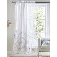 Catherine Lansfield Meadowsweet Floral Tab Top Sheer Curtain Panel - White