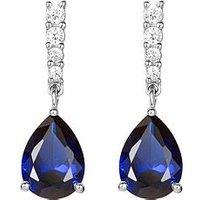 The Love Collection 9Ct White Gold Created Sapphire And 0.14Ct Diamond Earrings