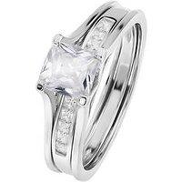 The Love Silver Collection Sterling Silver Rhodium Plated 2 Piece Bridal Set - Princess & Eternity Ring
