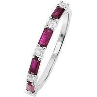 The Love Collection 9Ct White Gold Ruby And 0.20Ct Diamond Half Eternity Ring