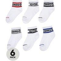 Converse Younger Kids Wordmark Ankle 6Pk Socks - White