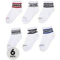 Converse Older Kids Wordmark Ankle 6Pk Socks - White