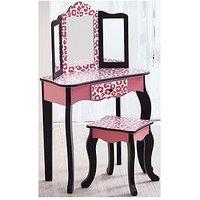 Teamson Kids Fantasy Fields Leopard Print Vanity Table, Stool And Mirror Set