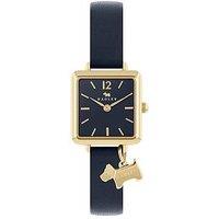 Radley Ladies Square Pale Gold Plated Ink Leather Strap Watch Ry21370