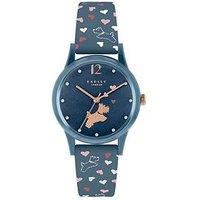 Radley Ladies Large Vintage Blue Heart Print Silicone Strap Watch Ry21376