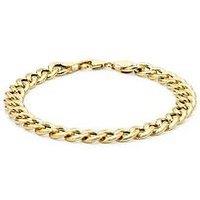 The Love Collection 9Ct Yellow Gold Men'S Oval Curb Bracelet