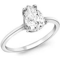 The Love Collection 9Ct White Gold 7Mm X 9Mm Pear Cut Cz Ring