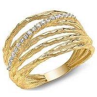 Love Gold 9Ct Yellow Gold Cz Crossover Diamond Cut Multi-Strand Ring