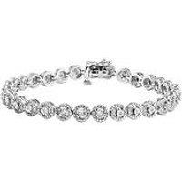 Love Diamond Sterling Silver 0.10Ct Diamond Bracelet