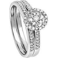 Love Diamond 9Ct White Gold 0.30Ct Diamond Oval & Band Bridal Ring Set