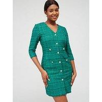 V By Very Boucle Military Mini Dress - Green