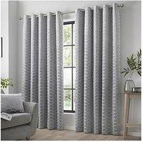 Curtina Kendal Damask Geometric Textured Eyelet Lined Curtains