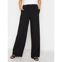 Long Tall Sally Linen Blend Wide Leg Trouser - Black