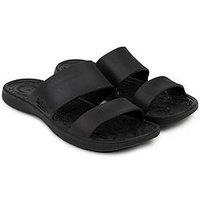 Totes Ladies Solbounce Double Strap Slide Sandals - Black