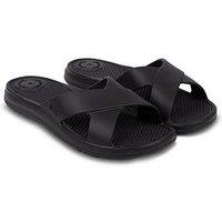 Totes Ladies Solbounce Cross Slide Sandals - Black
