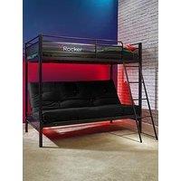 X Rocker Stronghold High Sleeper Bed With Double Futon Cushion And Mattress Option (Buy & Save!) - Bed Frame Only