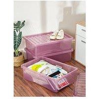 Wham Set Of 3 Pink Crystal 32-Litre Plastic Storage Boxes