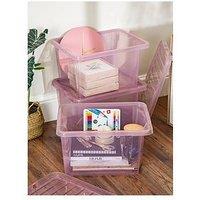 Wham Set Of 3 Pink Crystal 28-Litre Plastic Storage Boxes