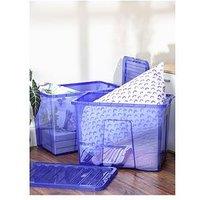 Wham Set Of 2 Blue Crystal 80 Litre Plastic Storage Boxes