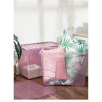 Wham Set Of 2 Pink Crystal 80-Litre Plastic Storage Boxes