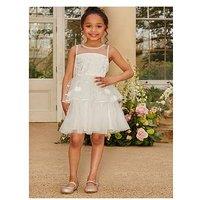 Chi Chi London Younger Girls Floral Lace Tiered Midi Dress - White