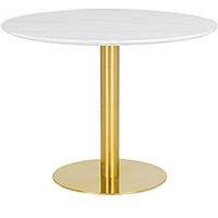 Julian Bowen Palermo 100 Cm Round Pedestal Dining Table - White Marble/Gold