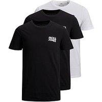 Jack & Jones Jack & Jones Logo 3 Pack T-Shirt - Navy/Black/White
